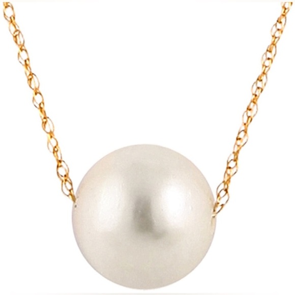 Splendid Pearls 14K 8-9mm Akoya Pearl Pendant Dainty Yellow Gold Necklace - Picture 2 of 4